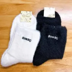 【新品】tutu anna ふわふわあったか　ソックス（ホワイト・ブラック）2点