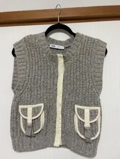 ZARA グレー ニットベスト Sサイズ　ベスト