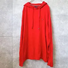 トミーヒルフィガー プレミアムコットン ニットパーカー 赤【3L相当】