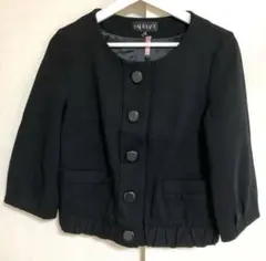 春☘️⭐︎クリーニング済⭐︎INDIVI ノーカラージャケット ブラック 38