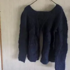 ネイビー オフショルダー 長袖ニット