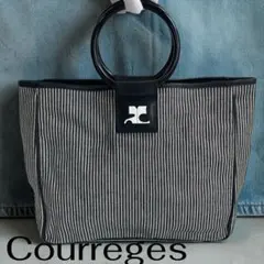 美品　Courreges ストライプ デニムハンドバッグ