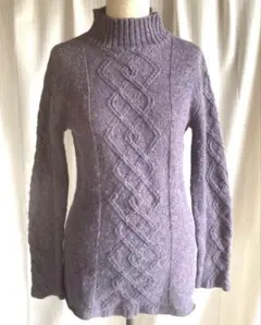 Ralph Lauren パープル ケーブルニットハイネックセーター