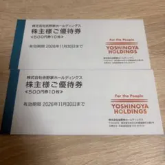 吉野家　株主優待券10000円分 吉野家 株主優待券 10000円 500×20枚 11/30まで - メルカリ