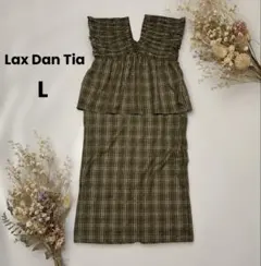 Lax Dan Tia チェック柄 シャーリングワンピース K172