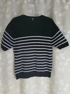 UNIQLO ユニクロ 半袖ニット ボーダー ネイビー