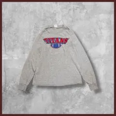 US古着 GILDAN ギルダン 両面プリント ロンT 長袖 グレー Sサイズ