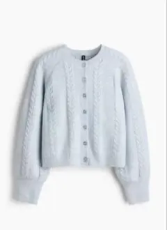 H&M ケーブルニットカーディガン ペールブルー XS