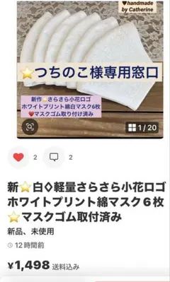 つちのこ様専用窓口　ハンドメイド布マスク　おまとめ2点