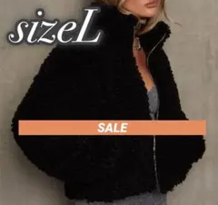 ジャケット 黒 アウター ブルゾン モコモコフリース ボア プードル 1084