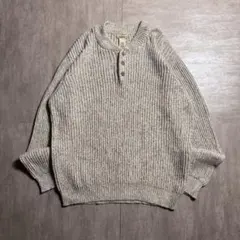【90's】L.Lbean ヘンリーネック　コットンニットセーター　Lサイズ