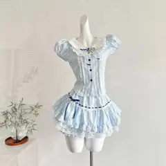 pium ヘッドドレス付きコットンフリルティアードワンピース - メルカリ