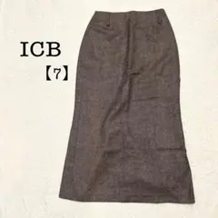 ICB タイトスカート ウール ロング ブラウン 7S