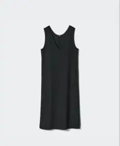 美品　ユニクロ　UNIQLOブラッシュドジャージージャンパースカート ブラックのサムネイル