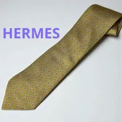 ✨HERMES エルメス ネクタイ イエロー ペイズリー柄 シルク フランス製