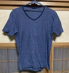 コムサイズム ブラックボーダー Vネックシャツ M