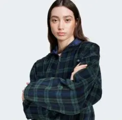 adidas コーデュロイ タータン ハーフジップトップ ダークグリーンチェック