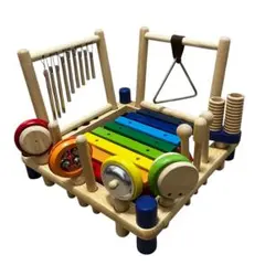 美品I'm TOY アイムトイ ミュージックステーション 知育玩具　木製　楽器のサムネイル