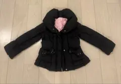 MEZZO PIANO フリル付きブラックダウンコート