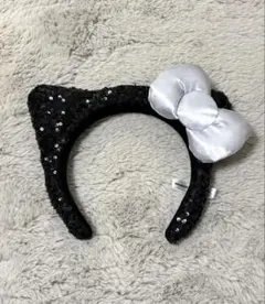 ハローキティカチューシャ スパンコール 黒