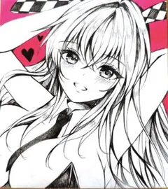手描きイラスト 小色紙 オリジナル バニーちゃん