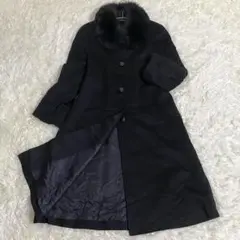 상태좋음 カシミヤ100% フォックスファー ロングコート 黒