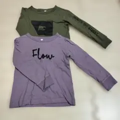 オリーブグリーン・パープル長袖Tシャツ110　2枚セットのサムネイル