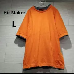 オレンジ　Tシャツ メンズ　レディース　L 古着　オーバーサイズ　ゆったり　夏