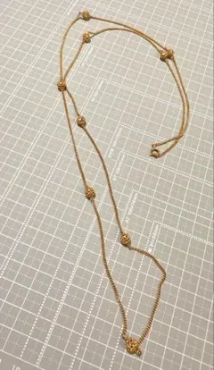 ヴィンテージ ゴールドカラー ボールデザイン ロングネックレス 約42cm