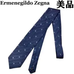 エルメネジルドゼニア ネクタイ ストライプ ダークネイビー ブラック 濃紺黒青銀