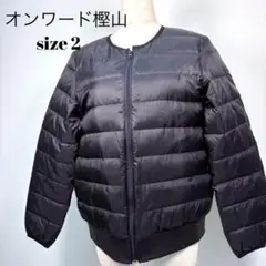 オンワード樫山 ブラックダウンジャケット size 2【203】