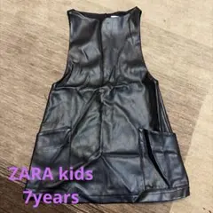 ZARA kidsブラック レザー風ジャンバースカート 7