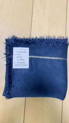 イタリア製、春物、 ネイビー ストール フリンジ付き