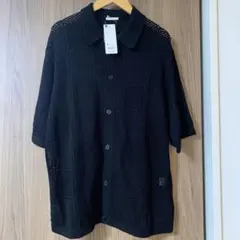 新品 GU ジーユー メッシュニットシャツ ブラック M（最終値下げ）
