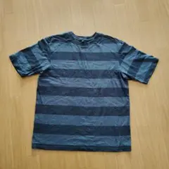 XL ダークグレー ブラック ストライプ Tシャツ