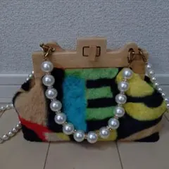 新品　ファー素材の多色ショルダーバッグ