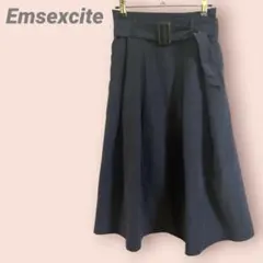 Emsexcite フレアスカート　膝丈　ベルト付き　黒　ゴム入り　レディースMのサムネイル