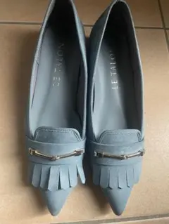 LE TALON フリンジ付きポインテッドトゥフラットシューズ グリーン