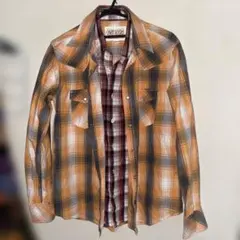 メンズ　シャツ　チェック　重ね着風