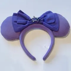 ディズニー カチューシャ フリー ミッキー ミニー 耳 紫 星 デニム