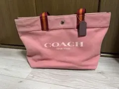 COACH キャンバス ぺブルレザー ロゴ トート タフィーマルチ C8293