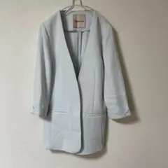 Apuweiser-riche ノーカラージャケット 洗える ライトブルー 2