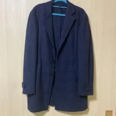 BEAMS ネイビー チェック柄 チェスターコート