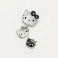サンリオ日焼けキティネイルパーツマットモノクロ黒ブラックリボンハートキラキラ