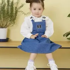 プティマイン　ディズニーコラボ　ジャンパースカート　デニム　ブラウス　セット