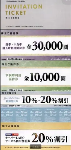 【最新】VT ホールディングス 株主優待 3万円分 20%off キーパーラボ