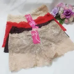 【送料込み】総レース　ボーイレングスショーツ4枚セット　アソート