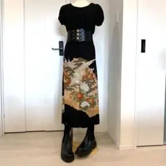 大正ロマン　和洋折衷コーデ　留袖ドレス　着物リメイク　着物セットアップ
