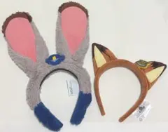 【上海ディズニー正規品】ズートピア ニック＆ジュディ カチューシャ 2点セット