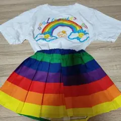 虹のデザイン Tシャツとスカートセット
